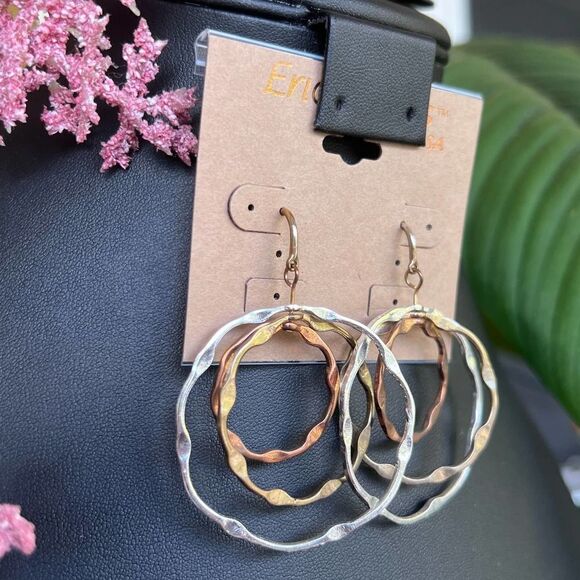Silver Gold Copper Dangle Circles Erica Lyons - Picture 9 of 9